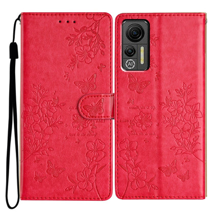 For Ulefone Note 14 Butterflies and Flowers Leather Phone Case(Red) by buy2fix
