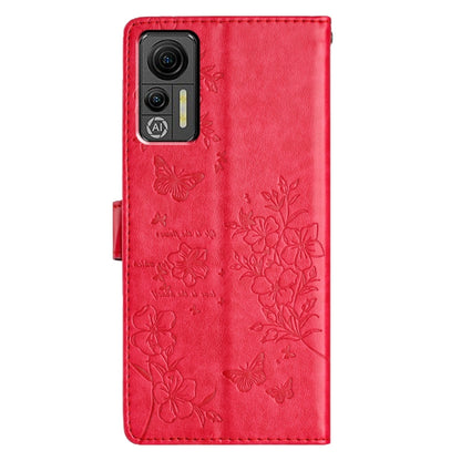 For Ulefone Note 14 Butterflies and Flowers Leather Phone Case(Red) by buy2fix
