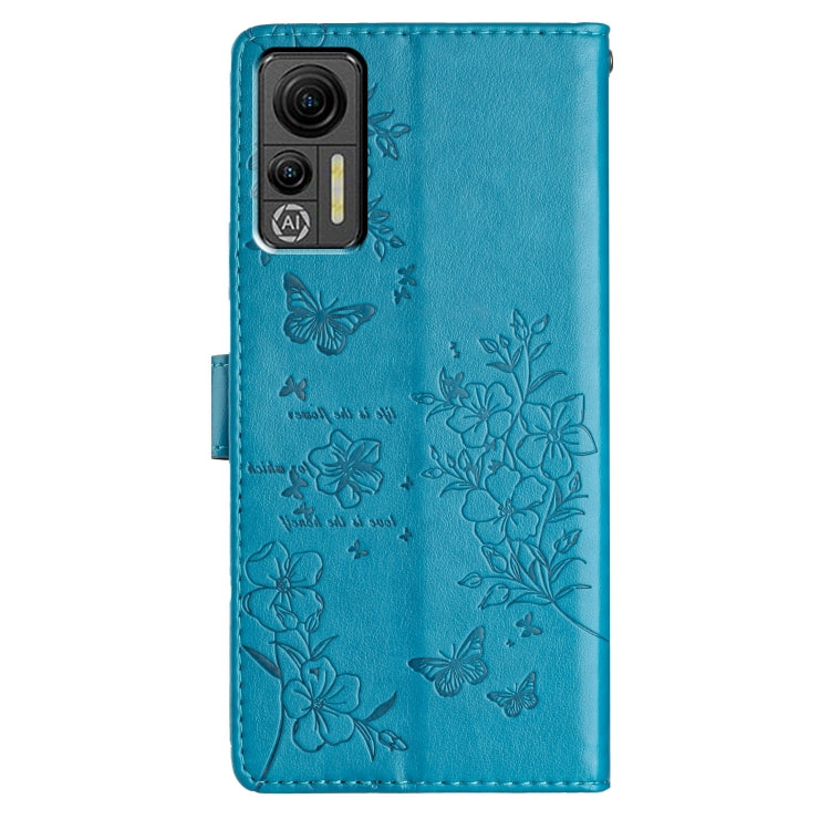 For Ulefone Note 14 Butterflies and Flowers Leather Phone Case(Blue) by buy2fix
