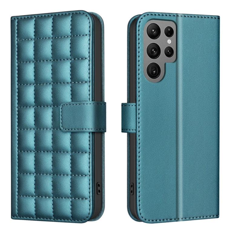 For Samsung Galaxy S25 Ultra 5G Square Texture Leather Phone Case(Green) by buy2fix