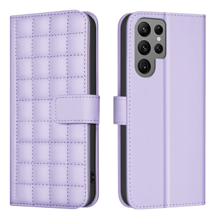 For Samsung Galaxy S25 Ultra 5G Square Texture Leather Phone Case(Purple) by buy2fix