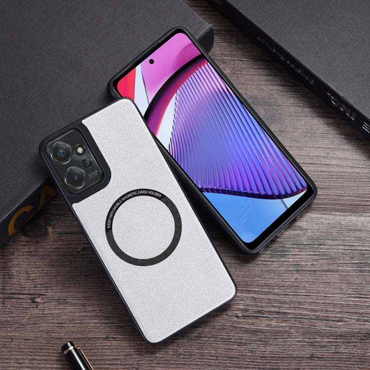 For Motorola Moto G 5G 2024 PU MagSafe Magnetic Phone Case(White) by buy2fix