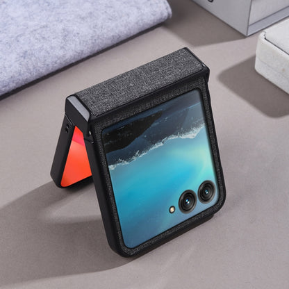 For Motorola Razr 50 Three-stage Folding Magsafe Cloth Texture Phone Case(Purple) by buy2fix