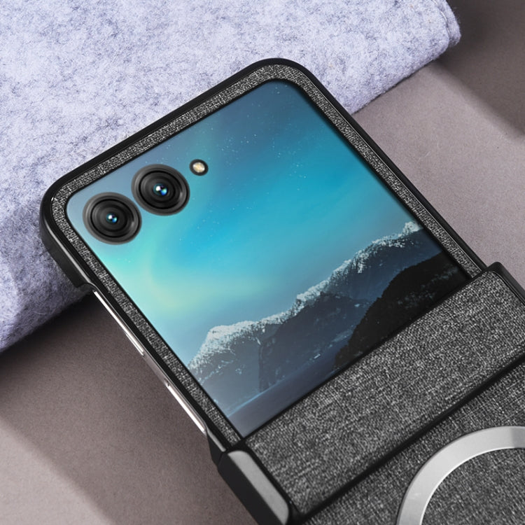 For Motorola Razr 50 Three-stage Folding Magsafe Cloth Texture Phone Case(Light Green) by buy2fix