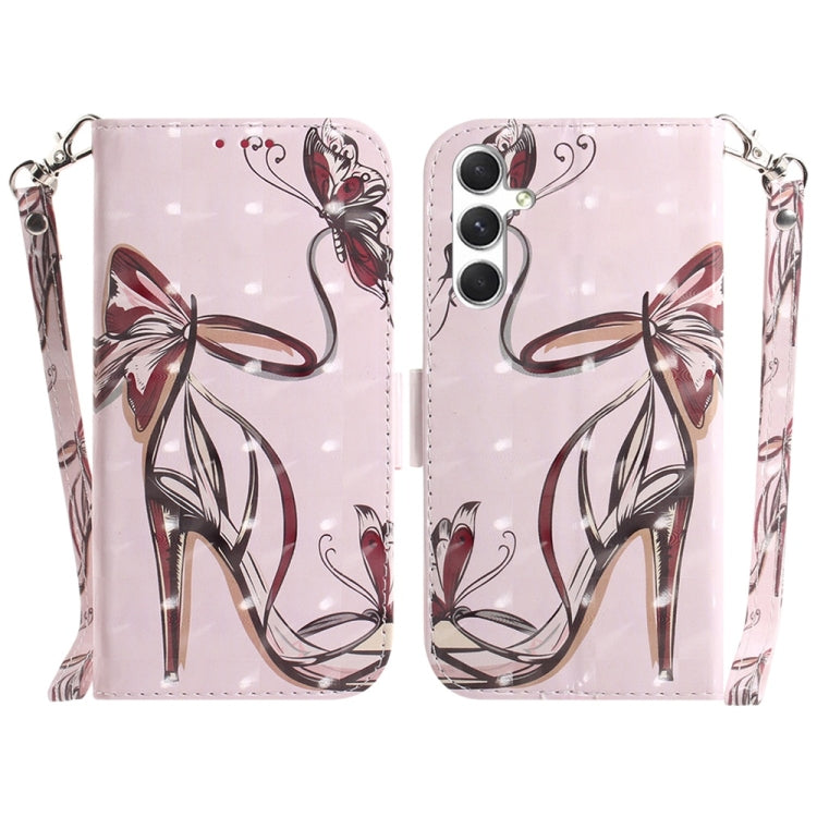 For Samsung Galaxy S25 5G 3D Colored Flip Leather Phone Case(Butterfly High-heeled) by buy2fix