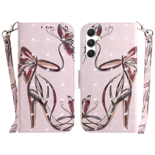 For Samsung Galaxy S25 5G 3D Colored Flip Leather Phone Case(Butterfly High-heeled) by buy2fix