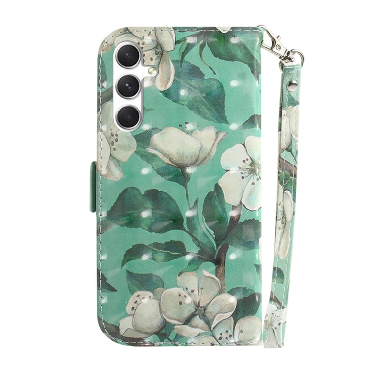 For Samsung Galaxy S25 5G 3D Colored Flip Leather Phone Case(Watercolor Flower) by buy2fix