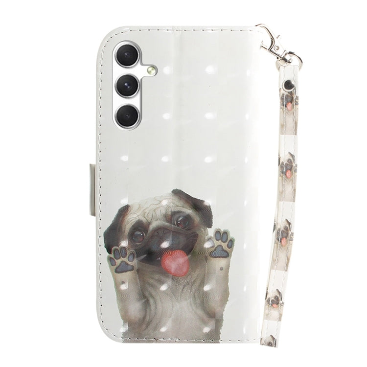For Samsung Galaxy S25 5G 3D Colored Flip Leather Phone Case(Pug) by buy2fix