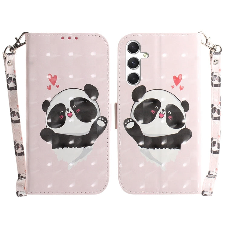 For Samsung Galaxy S25 5G 3D Colored Flip Leather Phone Case(Heart Panda) by buy2fix
