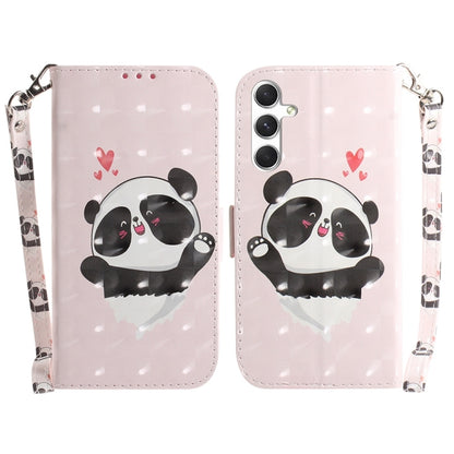 For Samsung Galaxy S25 5G 3D Colored Flip Leather Phone Case(Heart Panda) by buy2fix