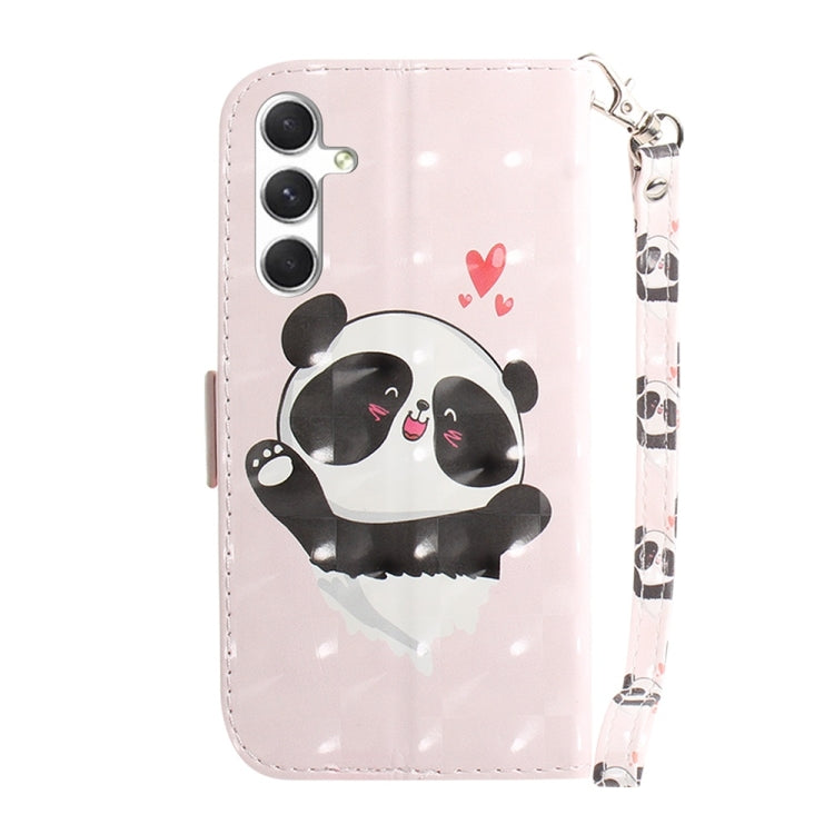 For Samsung Galaxy S25 5G 3D Colored Flip Leather Phone Case(Heart Panda) by buy2fix