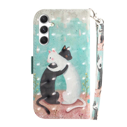 For Samsung Galaxy S25 5G 3D Colored Flip Leather Phone Case(Black White Cat) by buy2fix
