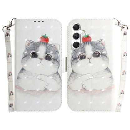 For Samsung Galaxy S25 5G 3D Colored Flip Leather Phone Case(Cute Cat) by buy2fix
