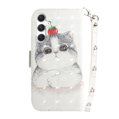 For Samsung Galaxy S25 5G 3D Colored Flip Leather Phone Case(Cute Cat) by buy2fix