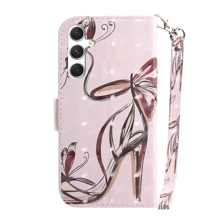For Samsung Galaxy S25+ 5G 3D Colored Flip Leather Phone Case(Butterfly High-heeled) by buy2fix