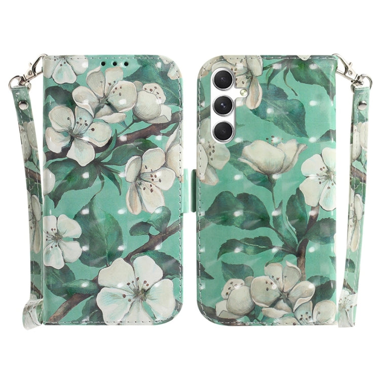 For Samsung Galaxy S25+ 5G 3D Colored Flip Leather Phone Case(Watercolor Flower) by buy2fix