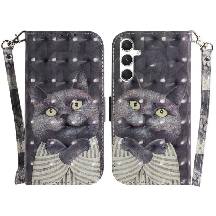 For Samsung Galaxy S25+ 5G 3D Colored Flip Leather Phone Case(Hug Cat) by buy2fix