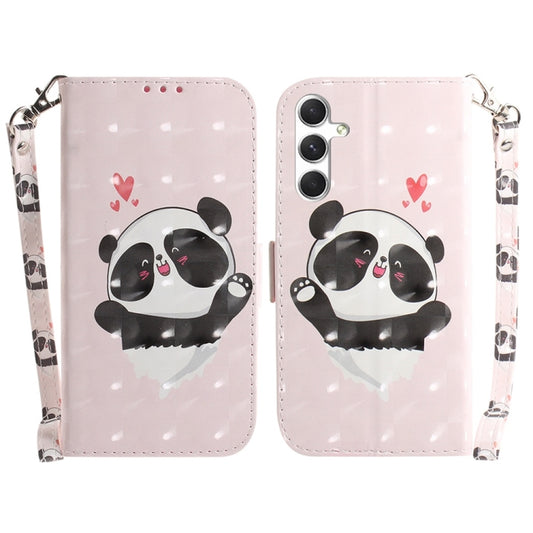 For Samsung Galaxy S25+ 5G 3D Colored Flip Leather Phone Case(Heart Panda) by buy2fix