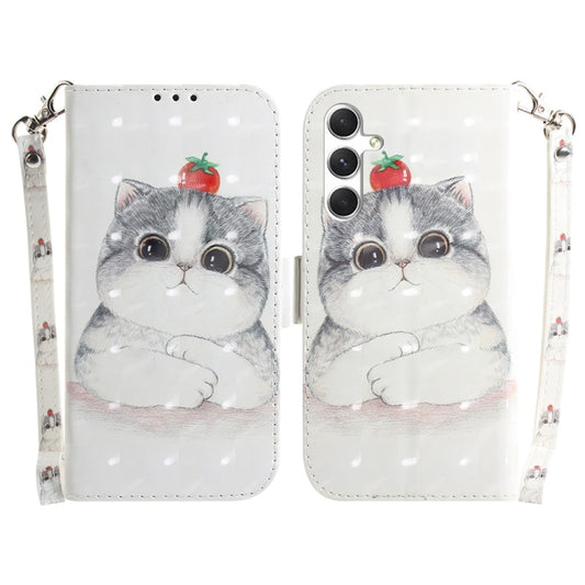 For Samsung Galaxy S25+ 5G 3D Colored Flip Leather Phone Case(Cute Cat) by buy2fix