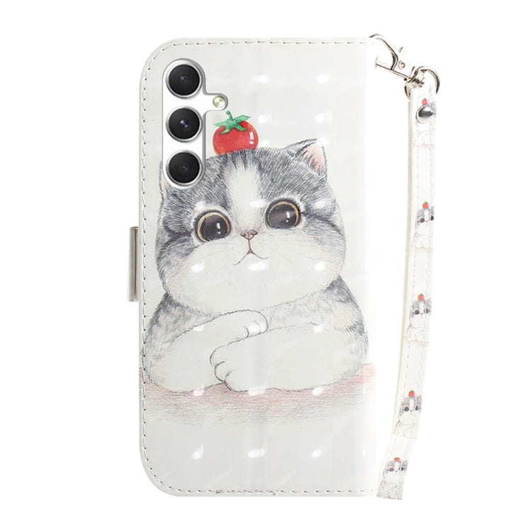 For Samsung Galaxy S25+ 5G 3D Colored Flip Leather Phone Case(Cute Cat) by buy2fix