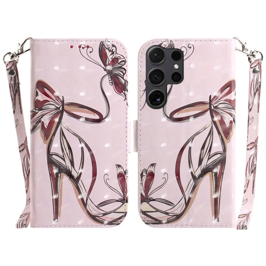 For Samsung Galaxy S25 Ultra 5G 3D Colored Flip Leather Phone Case(Butterfly High-heeled) by buy2fix