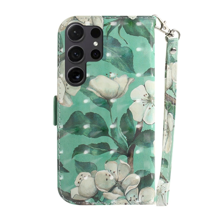 For Samsung Galaxy S25 Ultra 5G 3D Colored Flip Leather Phone Case(Watercolor Flower) by buy2fix