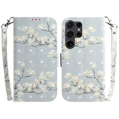 For Samsung Galaxy S25 Ultra 5G 3D Colored Flip Leather Phone Case(Magnolia) by buy2fix