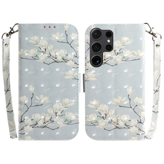 For Samsung Galaxy S25 Ultra 5G 3D Colored Flip Leather Phone Case(Magnolia) by buy2fix