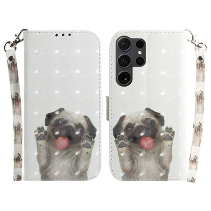 For Samsung Galaxy S25 Ultra 5G 3D Colored Flip Leather Phone Case(Pug) by buy2fix