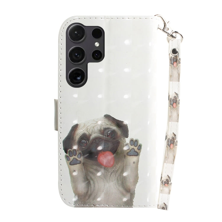 For Samsung Galaxy S25 Ultra 5G 3D Colored Flip Leather Phone Case(Pug) by buy2fix
