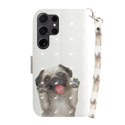 For Samsung Galaxy S25 Ultra 5G 3D Colored Flip Leather Phone Case(Pug) by buy2fix