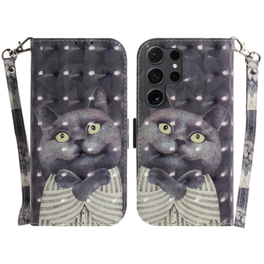 For Samsung Galaxy S25 Ultra 5G 3D Colored Flip Leather Phone Case(Hug Cat) by buy2fix
