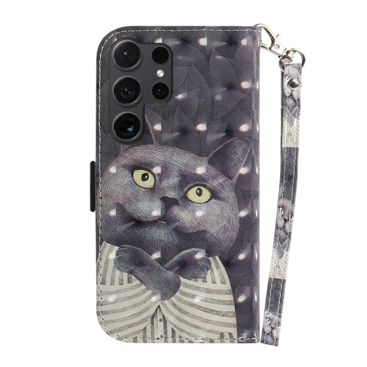 For Samsung Galaxy S25 Ultra 5G 3D Colored Flip Leather Phone Case(Hug Cat) by buy2fix