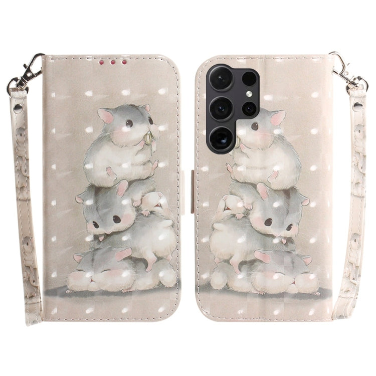 For Samsung Galaxy S25 Ultra 5G 3D Colored Flip Leather Phone Case(Squirrels) by buy2fix