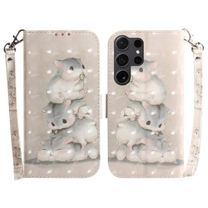 For Samsung Galaxy S25 Ultra 5G 3D Colored Flip Leather Phone Case(Squirrels) by buy2fix