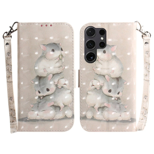 For Samsung Galaxy S25 Ultra 5G 3D Colored Flip Leather Phone Case(Squirrels) by buy2fix