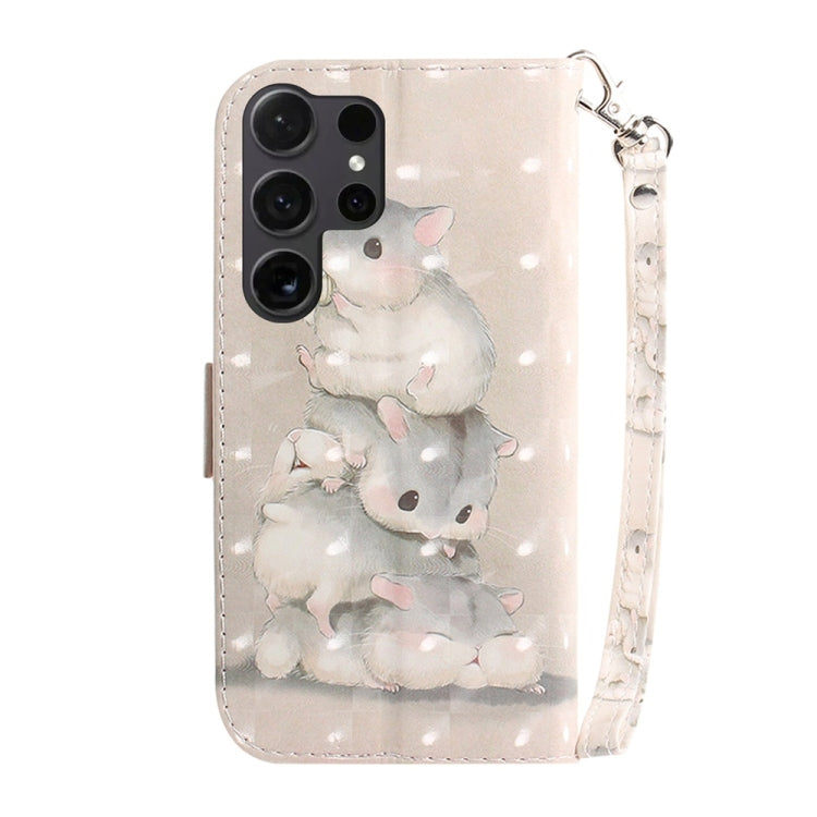 For Samsung Galaxy S25 Ultra 5G 3D Colored Flip Leather Phone Case(Squirrels) by buy2fix