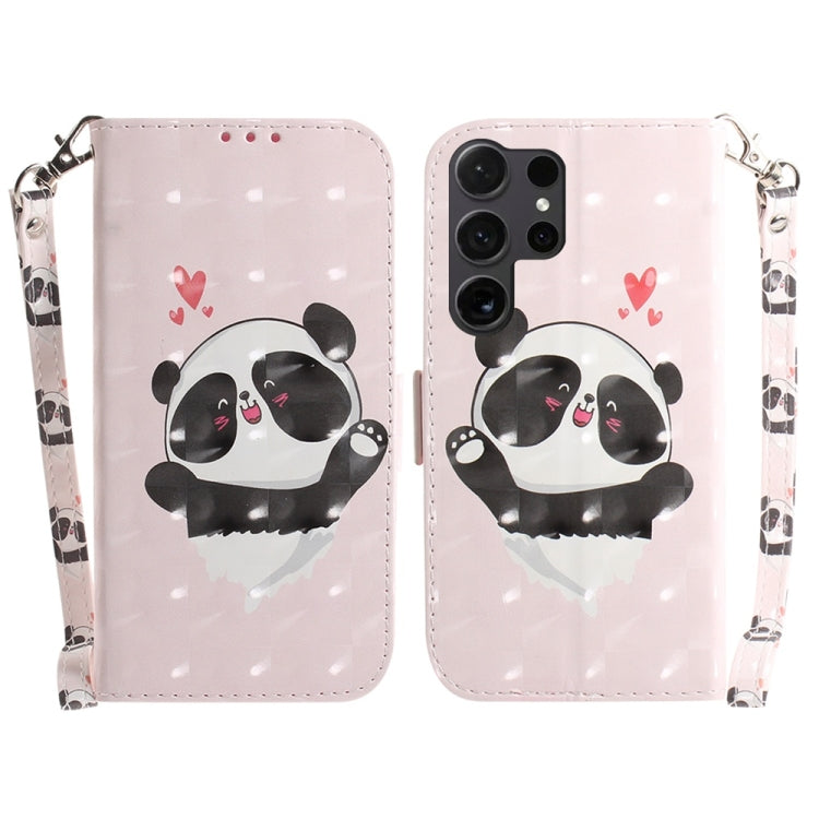 For Samsung Galaxy S25 Ultra 5G 3D Colored Flip Leather Phone Case(Heart Panda) by buy2fix