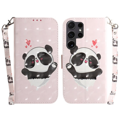 For Samsung Galaxy S25 Ultra 5G 3D Colored Flip Leather Phone Case(Heart Panda) by buy2fix