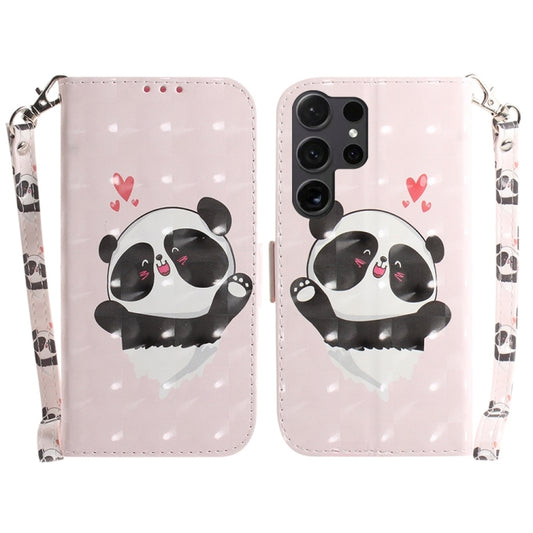 For Samsung Galaxy S25 Ultra 5G 3D Colored Flip Leather Phone Case(Heart Panda) by buy2fix