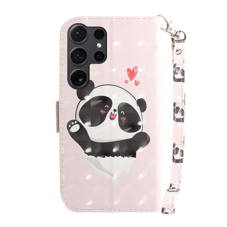 For Samsung Galaxy S25 Ultra 5G 3D Colored Flip Leather Phone Case(Heart Panda) by buy2fix