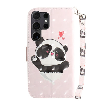 For Samsung Galaxy S25 Ultra 5G 3D Colored Flip Leather Phone Case(Heart Panda) by buy2fix