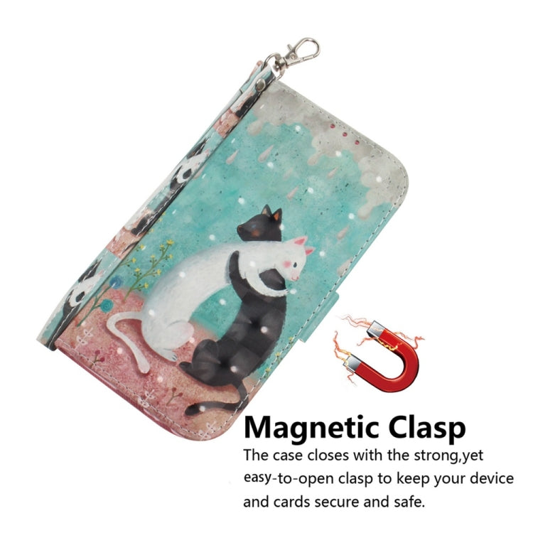 For Samsung Galaxy S25 Ultra 5G 3D Colored Flip Leather Phone Case(Black White Cat) by buy2fix