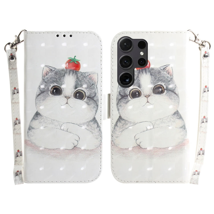 For Samsung Galaxy S25 Ultra 5G 3D Colored Flip Leather Phone Case(Cute Cat) by buy2fix