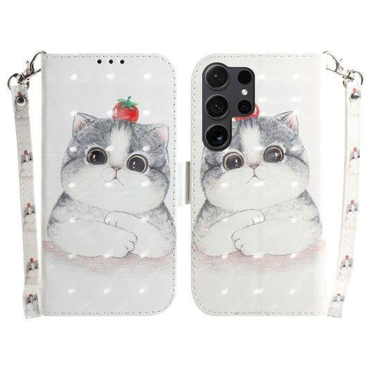 For Samsung Galaxy S25 Ultra 5G 3D Colored Flip Leather Phone Case(Cute Cat) by buy2fix