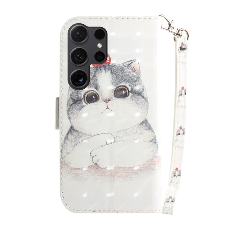 For Samsung Galaxy S25 Ultra 5G 3D Colored Flip Leather Phone Case(Cute Cat) by buy2fix