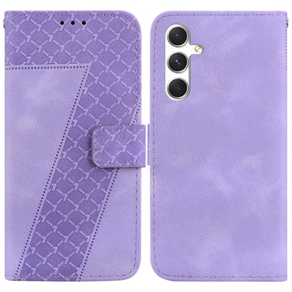 For Samsung Galaxy S25 5G Seven-shaped Embossed Leather Phone Case(Purple) by buy2fix