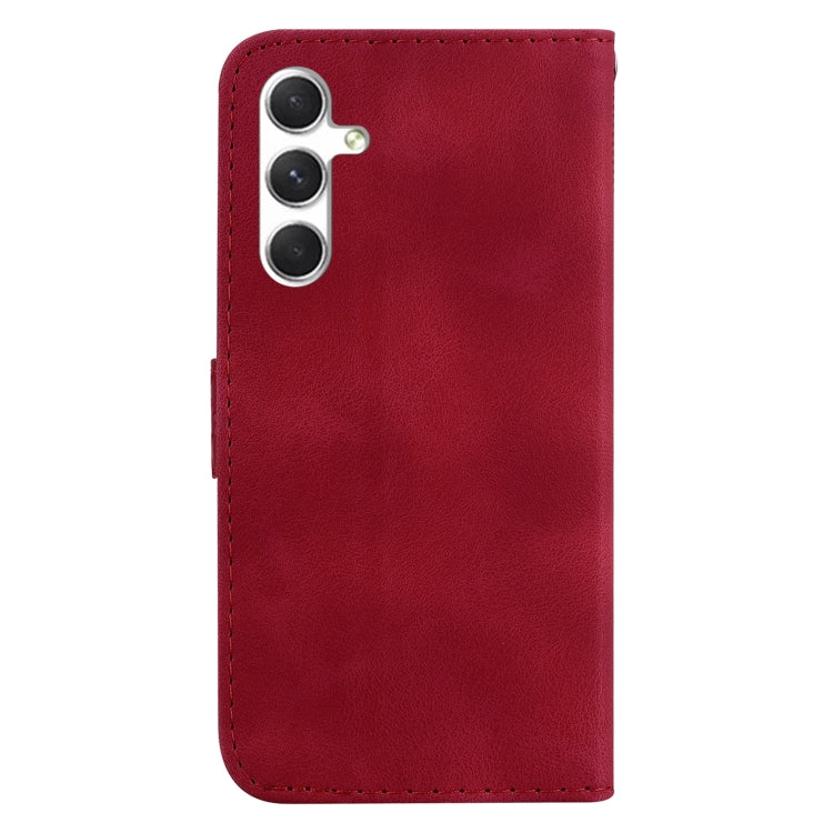 For Samsung Galaxy S25 5G Seven-shaped Embossed Leather Phone Case(Red) by buy2fix