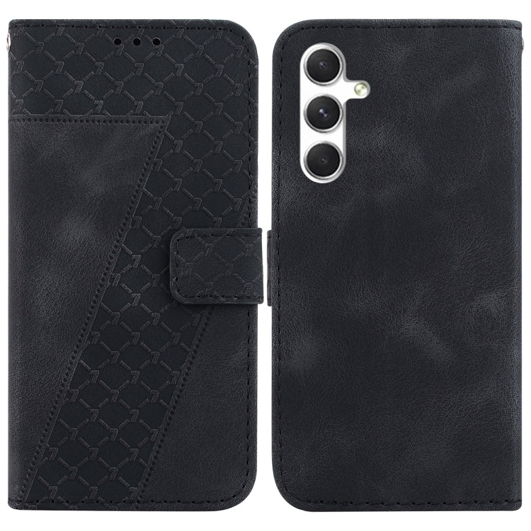 For Samsung Galaxy S25 5G Seven-shaped Embossed Leather Phone Case(Black) by buy2fix