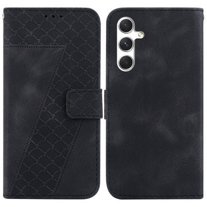 For Samsung Galaxy S25 5G Seven-shaped Embossed Leather Phone Case(Black) by buy2fix